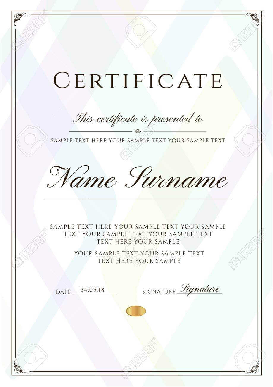 Certificate Template With Frame Border And Pattern. Design For.. Regarding Scholarship Certificate Template