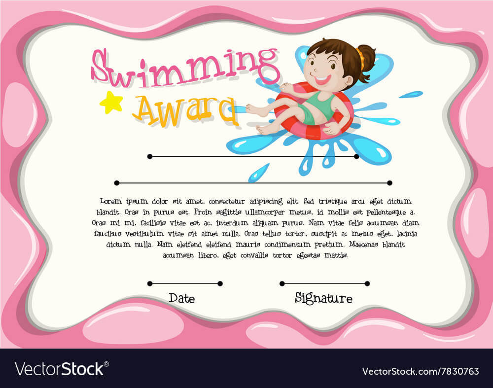 Certificate Template With Girl Swimming With Free Swimming Certificate Templates