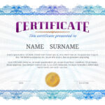 Certificate Template With Guilloche Elements. Blue Diploma Border.. Within Validation Certificate Template