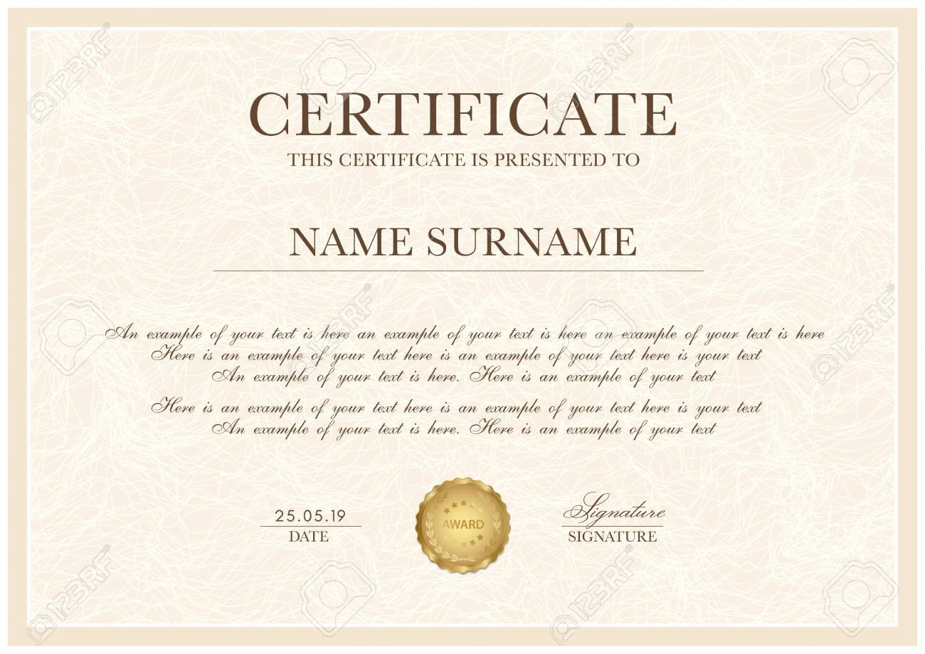 Certificate Template With Guilloche Pattern, Frame Border And.. Within University Graduation Certificate Template