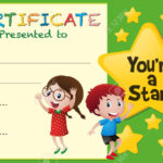 Certificate Template With Kids And Stars Illustration With Star Award Certificate Template