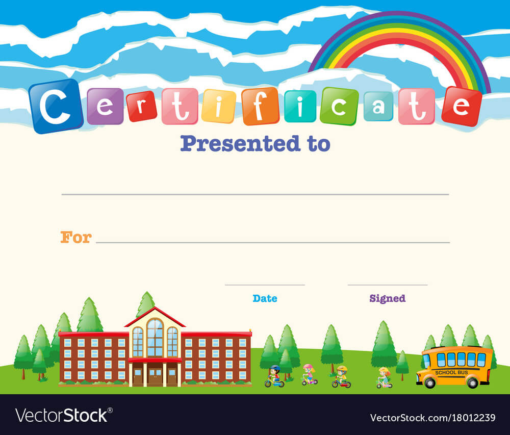 Certificate Template With Kids At School Regarding School Certificate Templates Free