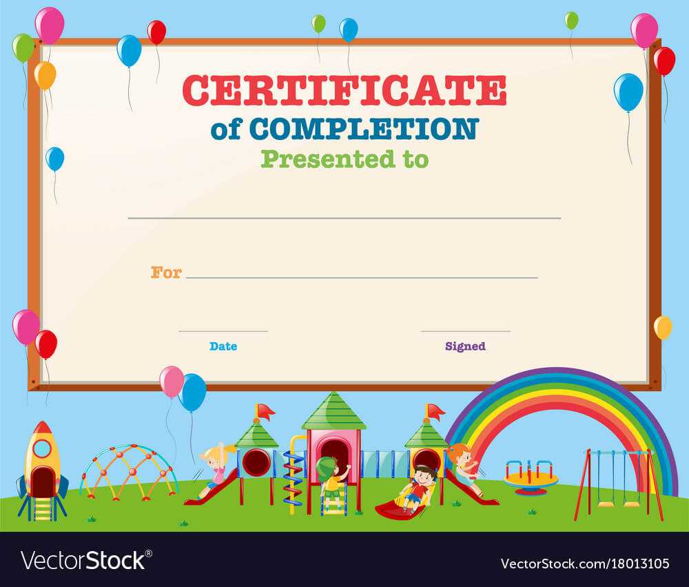 Certificate Template With Kids In Playground With Free Kids Certificate Templates