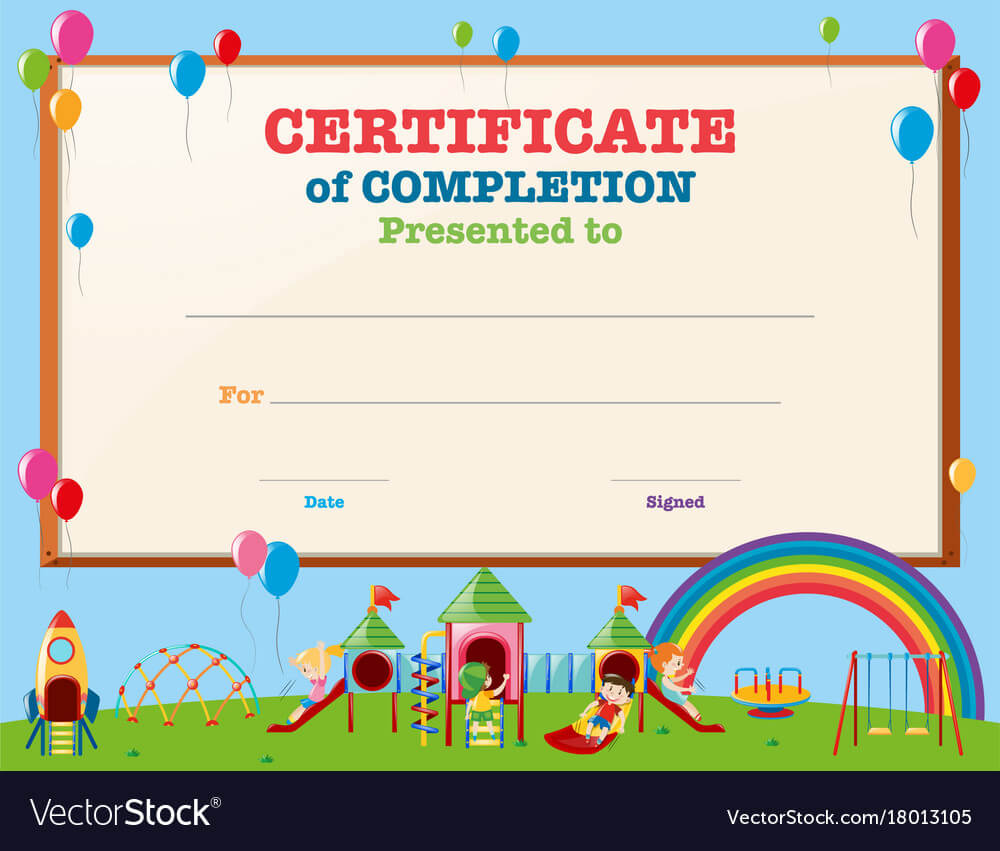 Certificate Template With Kids In Playground With Regard To Free Printable Certificate Templates For Kids