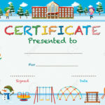 Certificate Template With Kids In Winter At School Illustration For School Certificate Templates Free
