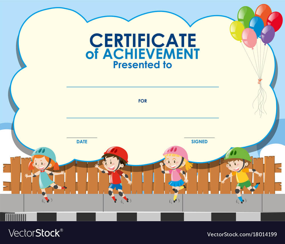 Certificate Template With Kids Skating In Free Printable Certificate Templates For Kids