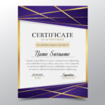 Certificate Template With Luxury Golden And Purple Elegant With Regard To Award Certificate Design Template