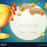 Certificate Template With Trophy And Stars With Star Of The Week Certificate Template
