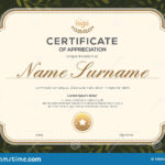 Certificate Template With Vintage Frame On Dark Green Floral For Commemorative Certificate Template