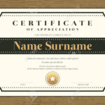 Certificate Template With Vintage Frame On Wooden Background With Commemorative Certificate Template