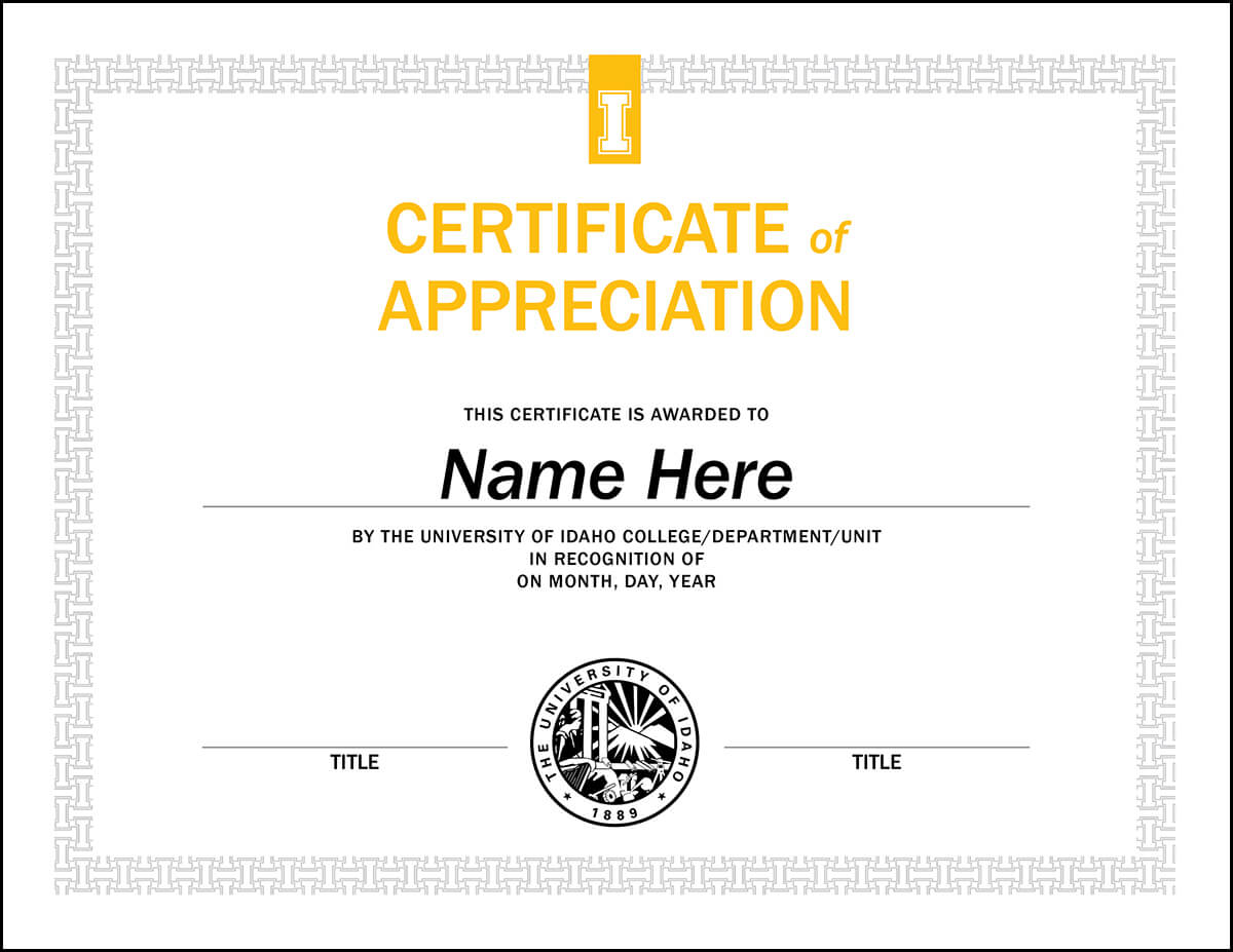 Certificate Templates – U Of I Brand Resource Center With Regard To Safety Recognition Certificate Template