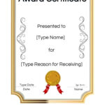 Certificate Templates With Template For Certificate Of Award