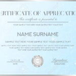 Certificate Vector Template With Silver Border And Seal (Emblem) With Formal Certificate Of Appreciation Template