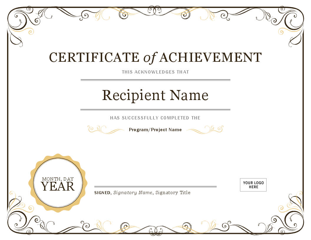 Certificate Word Templates - Tomope.zaribanks.co In Certificate Of Achievement Template Word