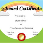Certificates For Kids With Free Printable Blank Award Certificate Templates