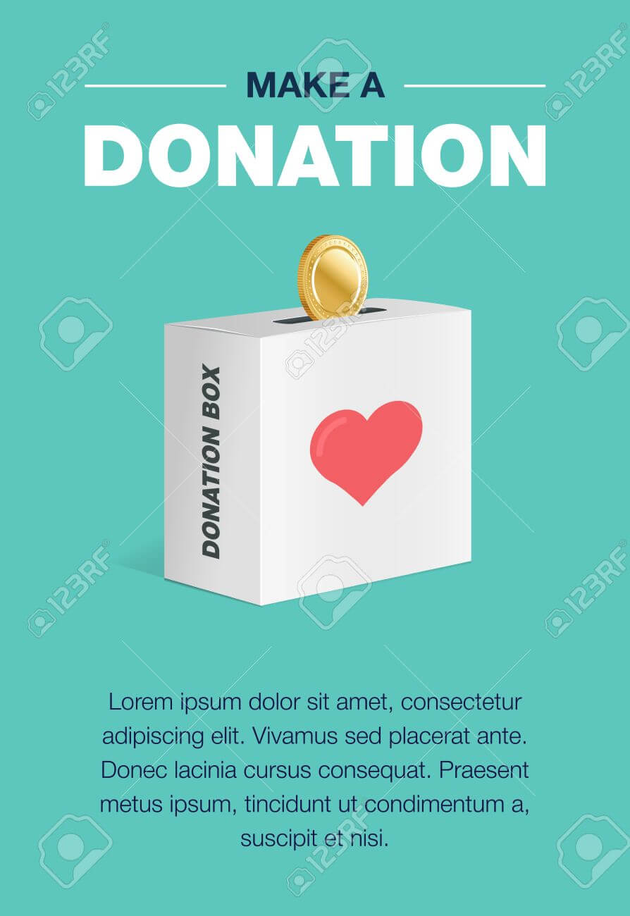Charity And Donation Poster Set. Flat Design. For Background.. With Donation Card Template Free