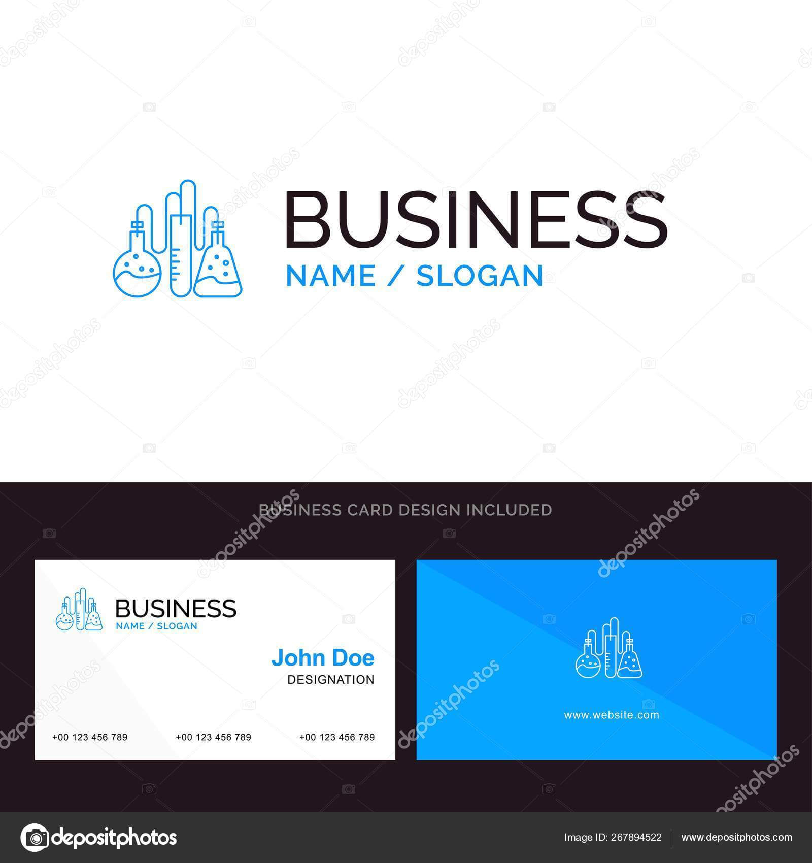 Chemical, Dope, Lab, Science Blue Business Logo And Business Within Dope Card Template