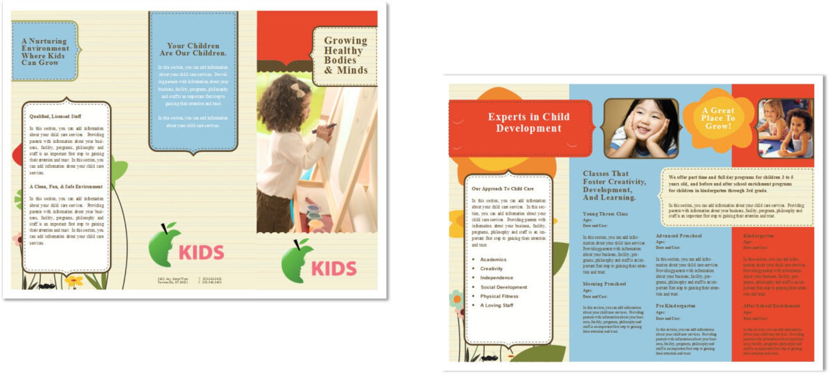 Child Care Brochure Template 6 Regarding Daycare Brochure Template 