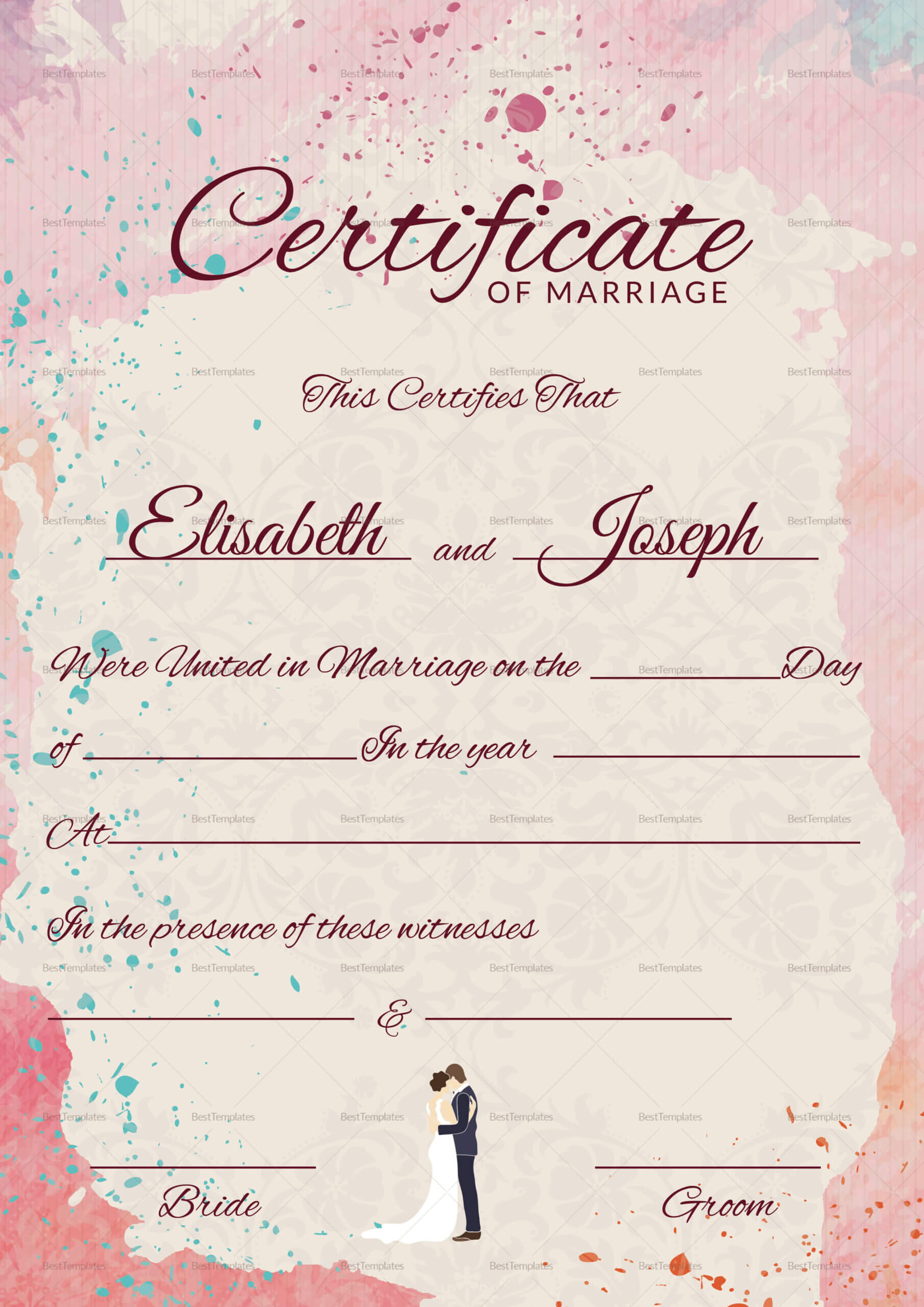 Christian Marriage Certificate Template Inside Certificate Of Marriage Template
