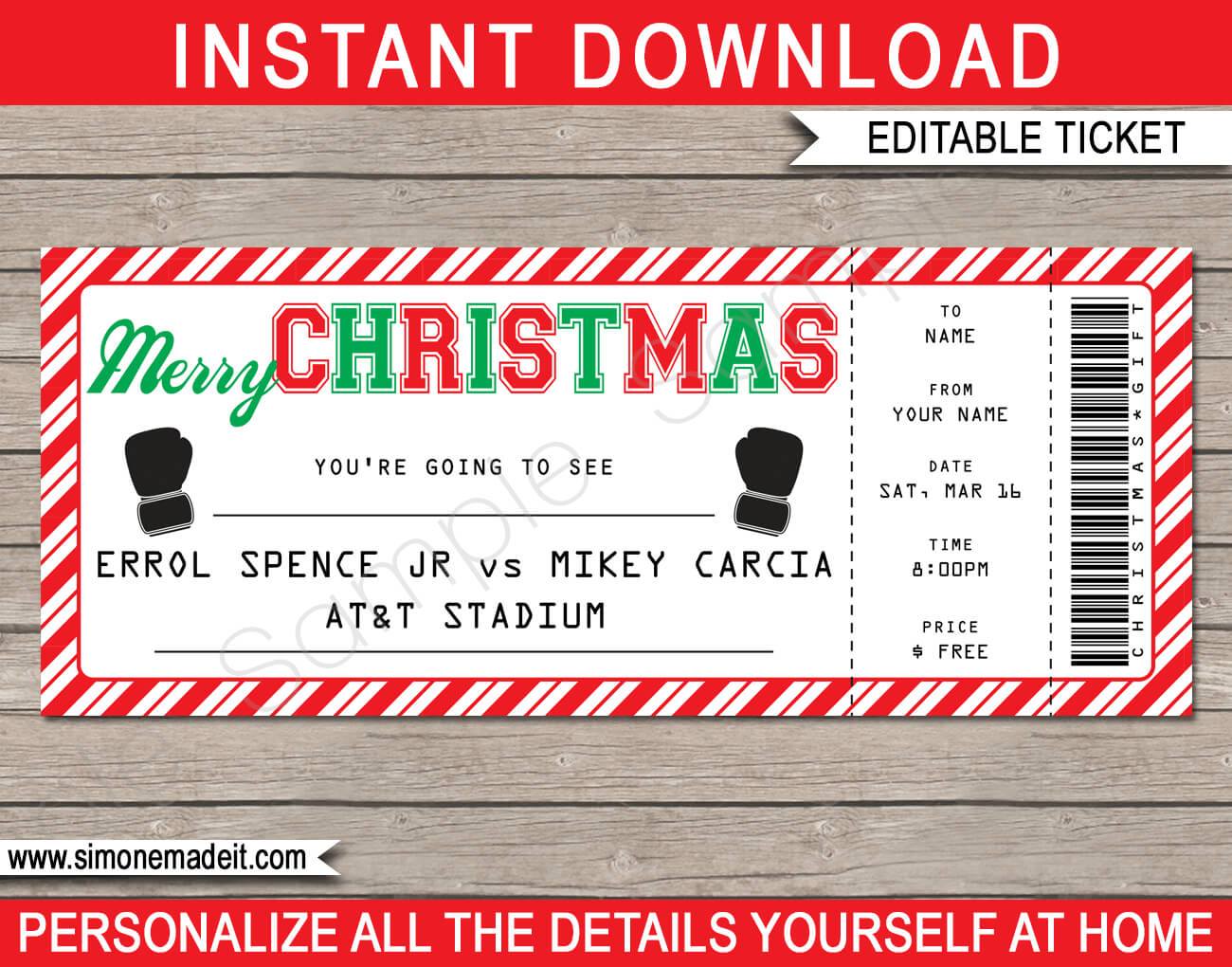 Christmas Boxing Gift Tickets Intended For Christmas Gift Certificate Template Free Download