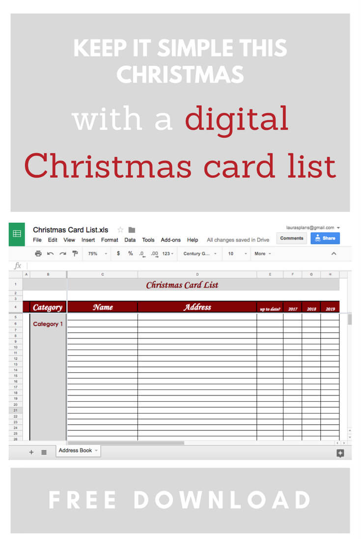 Christmas Card Addresses List – Papele.alimentacionsegura Inside Christmas Card List Template