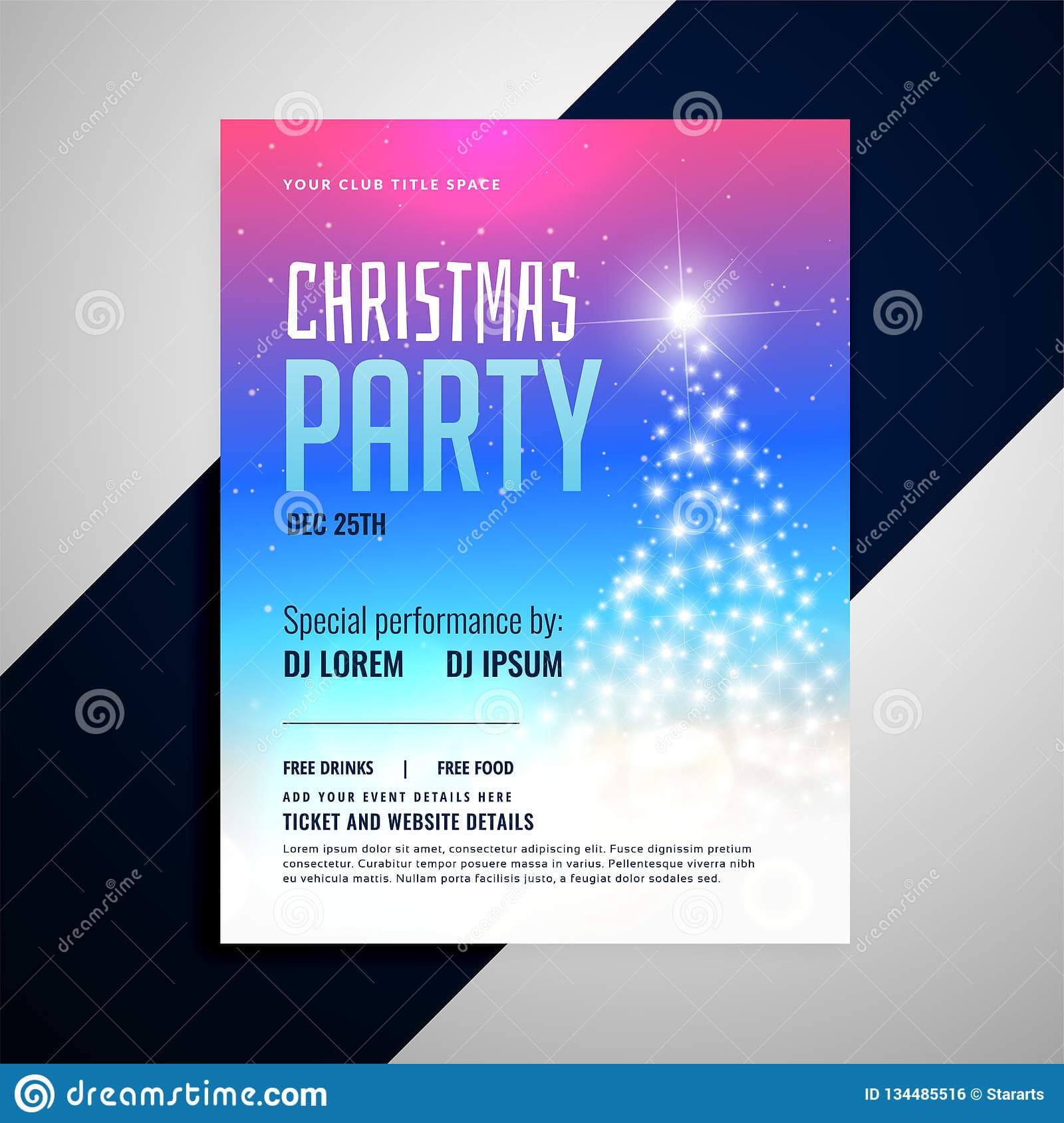 Christmas Flyer Template With Glowing Tree And Colorful Intended For Christmas Brochure Templates Free