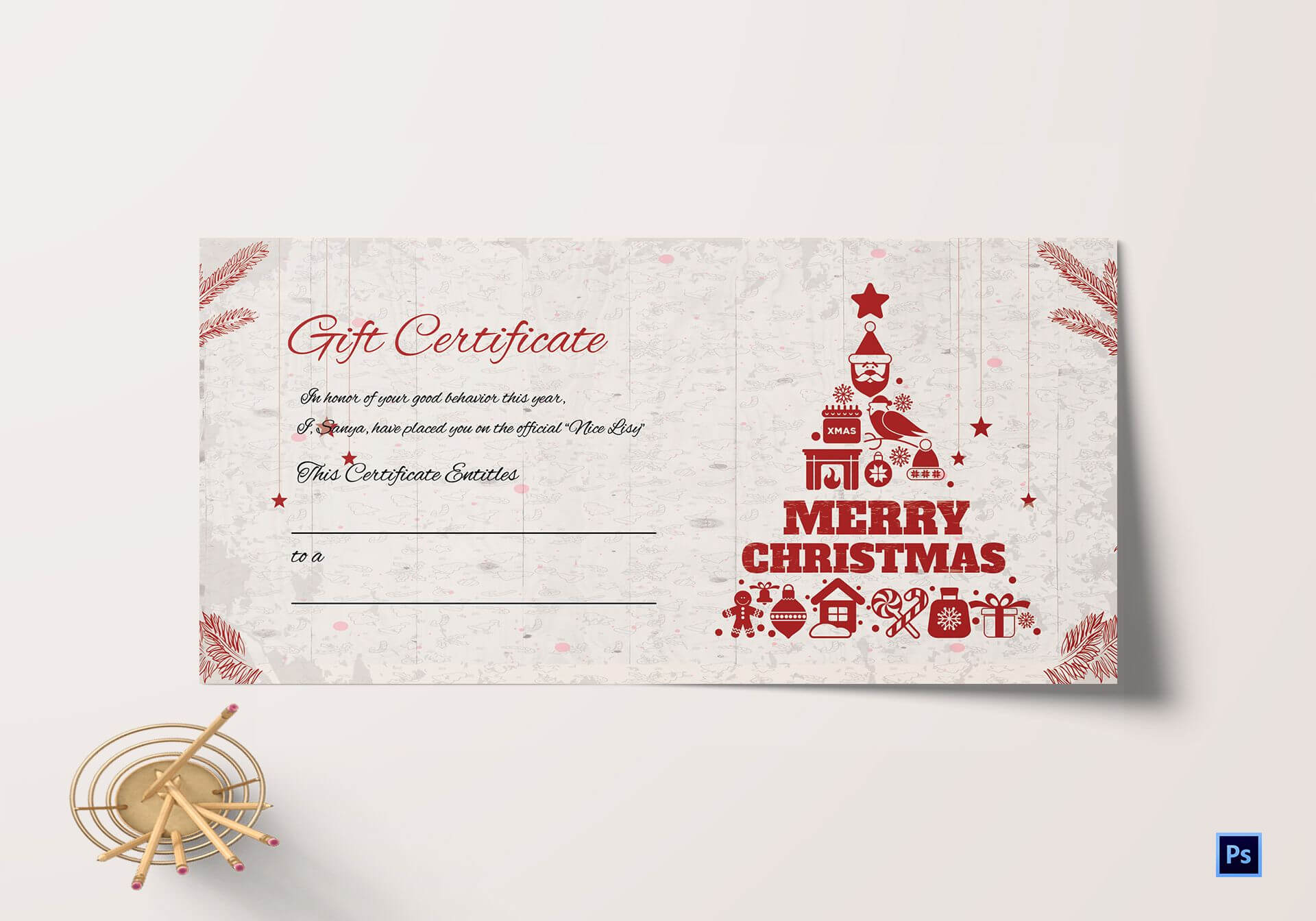 Christmas Gift Certificate Template | Printablepedia Regarding Merry Christmas Gift Certificate Templates