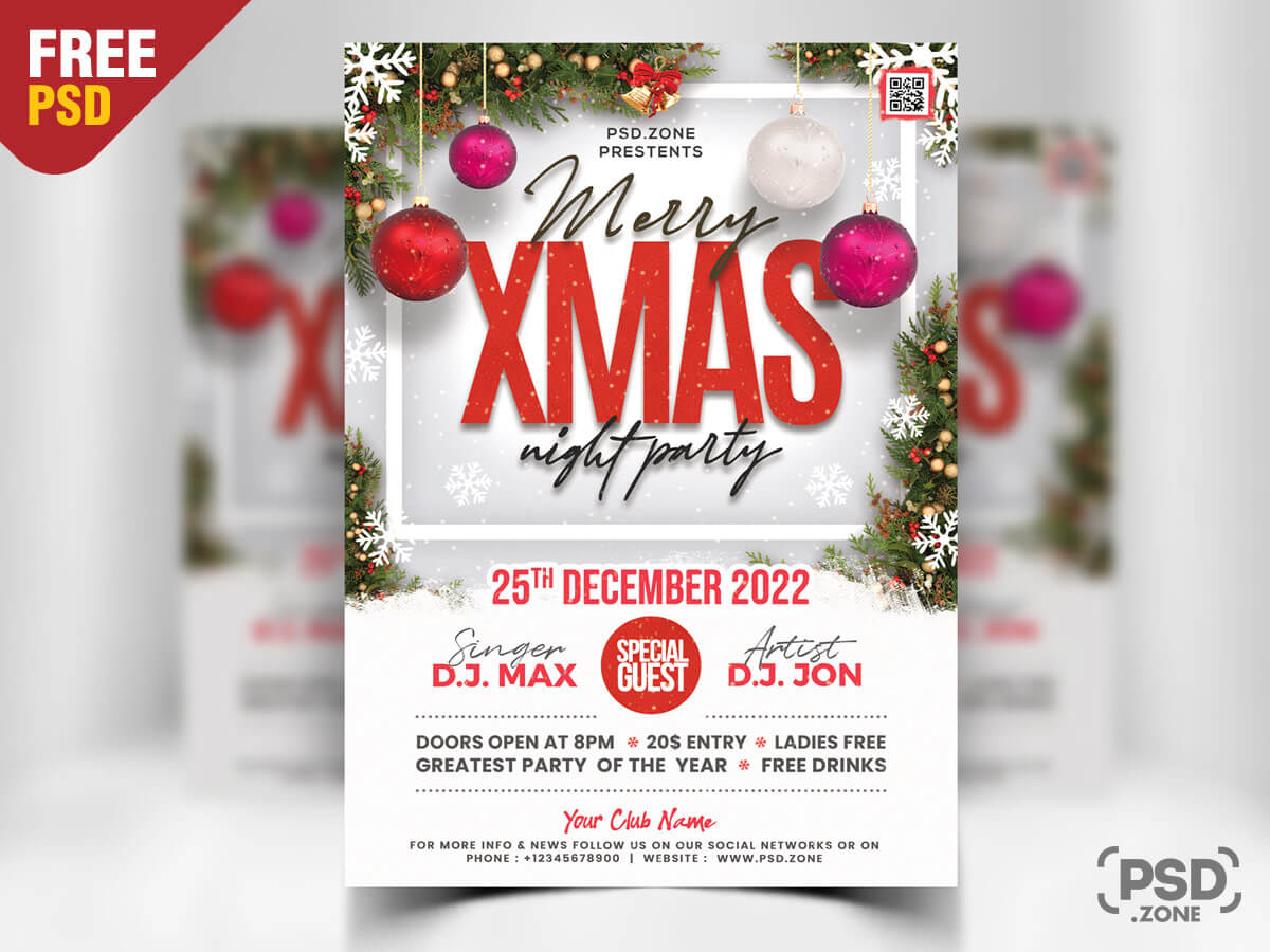 Christmas Party Flyer Design Psd – Psd Zone In Free Christmas Card Templates For Photoshop