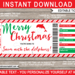 Christmas Swim With The Dolphins Gift Certificate Throughout Merry Christmas Gift Certificate Templates