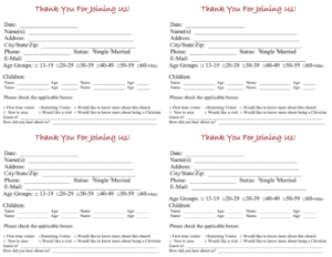 Church Contact Card Template - Tomope.zaribanks.co for Church Visitor Card Template