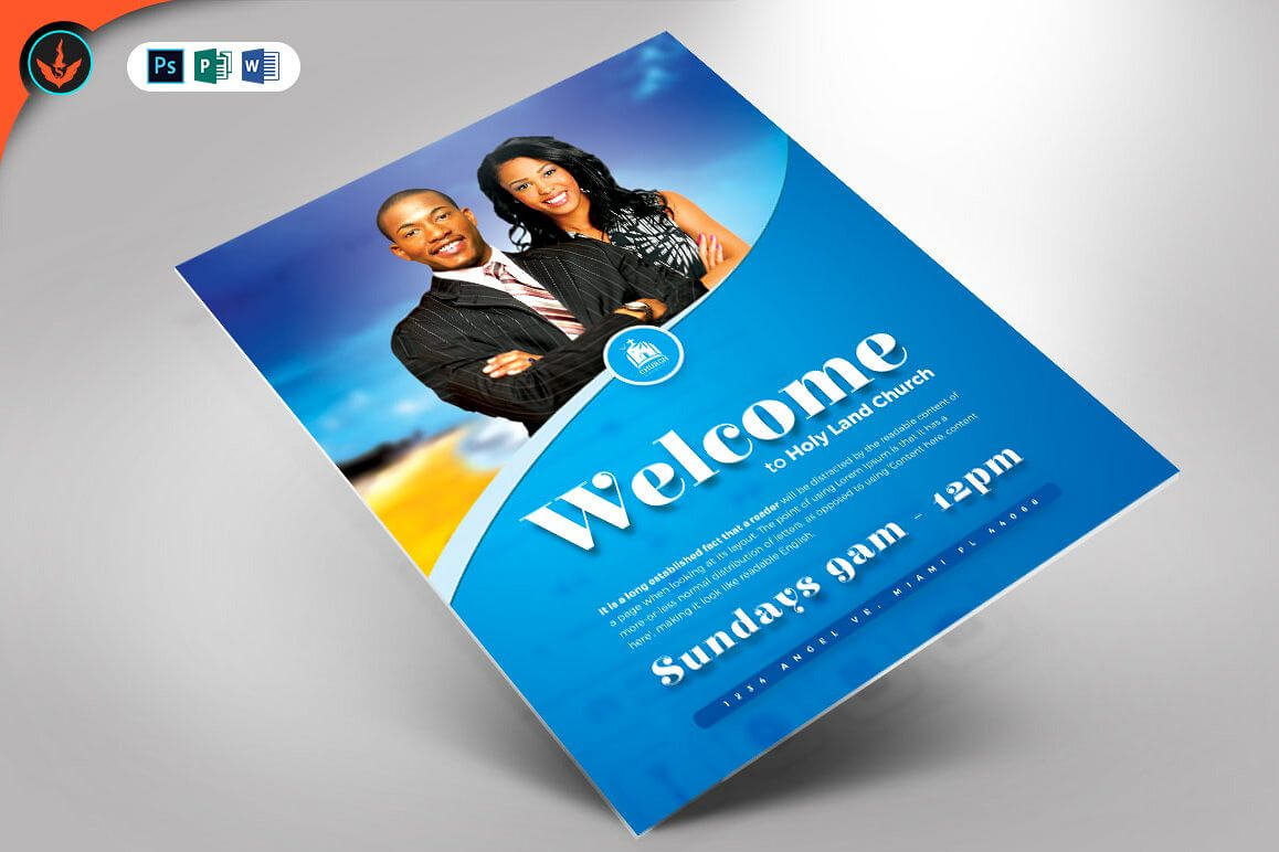 Church Welcome Cover Photoshop Template Throughout Welcome Brochure Template