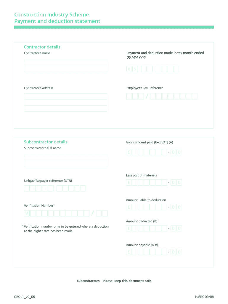 Cis Statement Template – Fill Online, Printable, Fillable Within Construction Payment Certificate Template