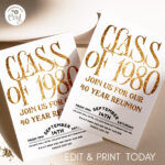 Class Of 1980 40 Year Reunion Invitation Pertaining To Reunion Invitation Card Templates