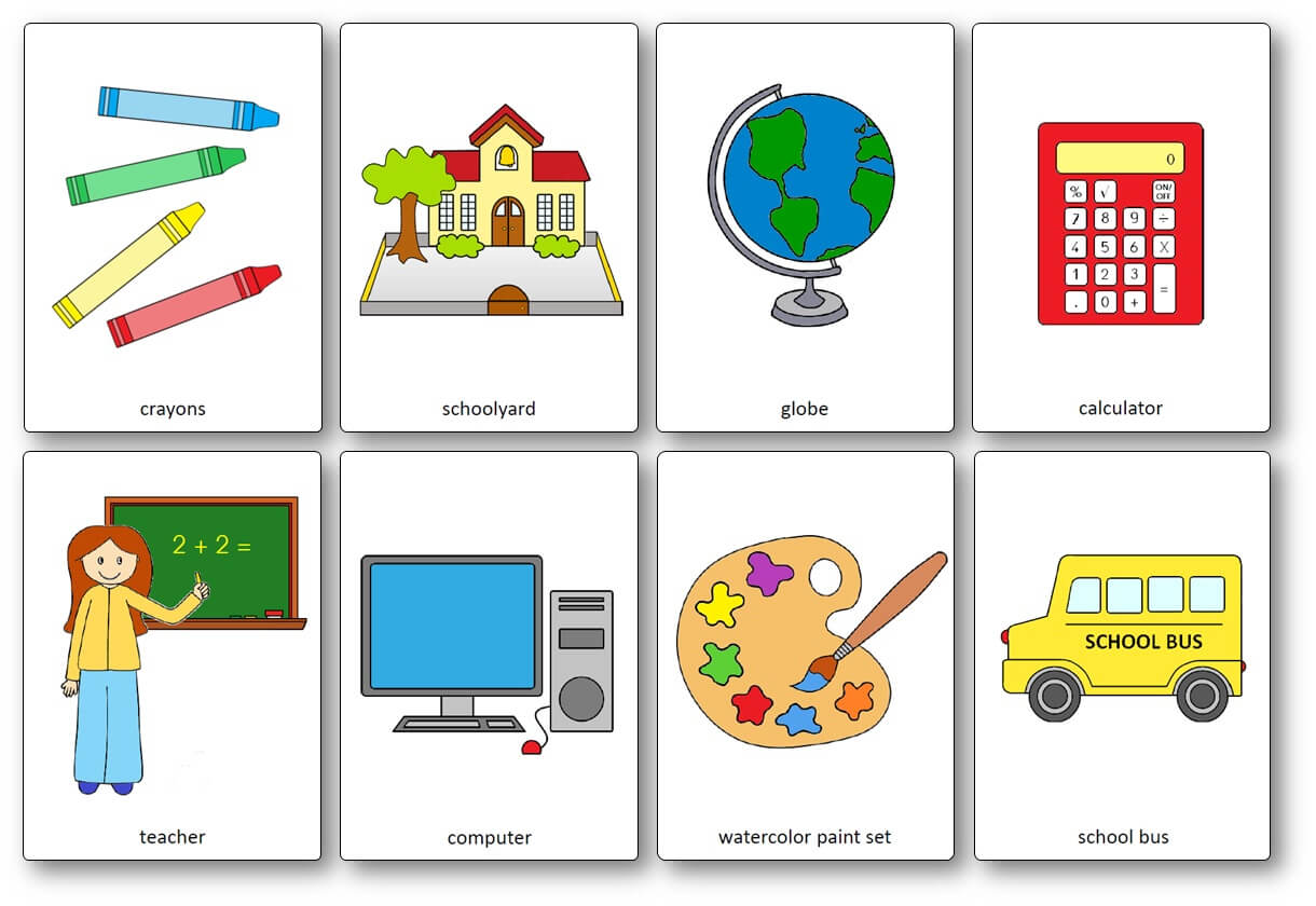 Classroom Objects Flashcards - Free Printable Flashcards Inside Free Printable Flash Cards Template