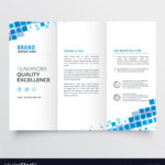 Clean Tri Fold Brochure Template Design With Blue Inside Tri Fold Brochure Template Illustrator