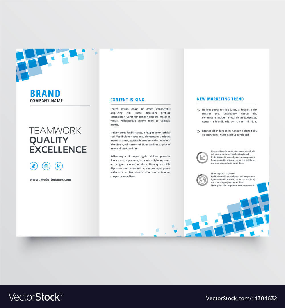 Clean Tri Fold Brochure Template Design With Blue Inside Tri Fold Brochure Template Illustrator
