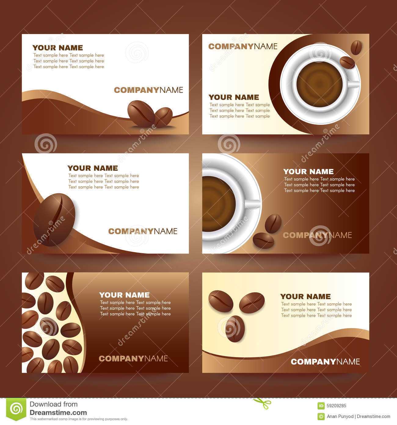 Coffee Business Card Template Vector Set Design Stock Vector Throughout Coffee Business Card Template Free