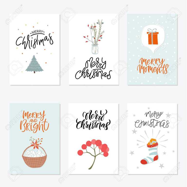 Collection Of 6 Cute Merry Christmas Gift Cards. Set Of Six Printable