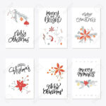 Collection Of 6 Cute Merry Christmas Gift Cards. Set Of Six Printable.. Throughout Printable Holiday Card Templates