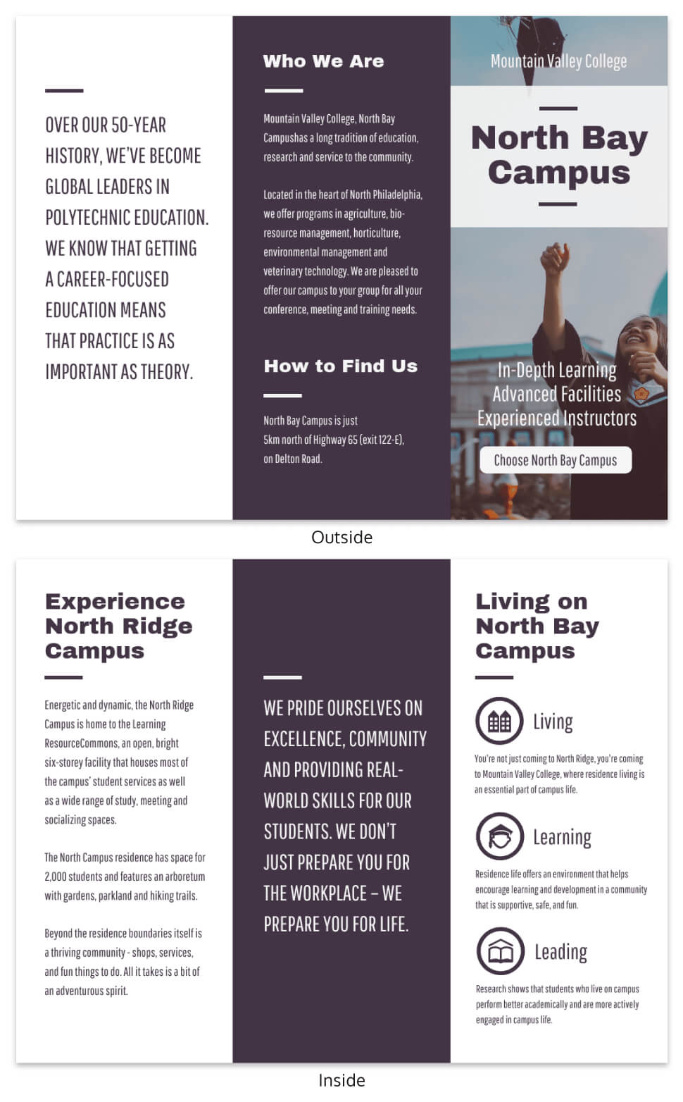 College Campus Tri Fold Brochure Template For Student Brochure Template