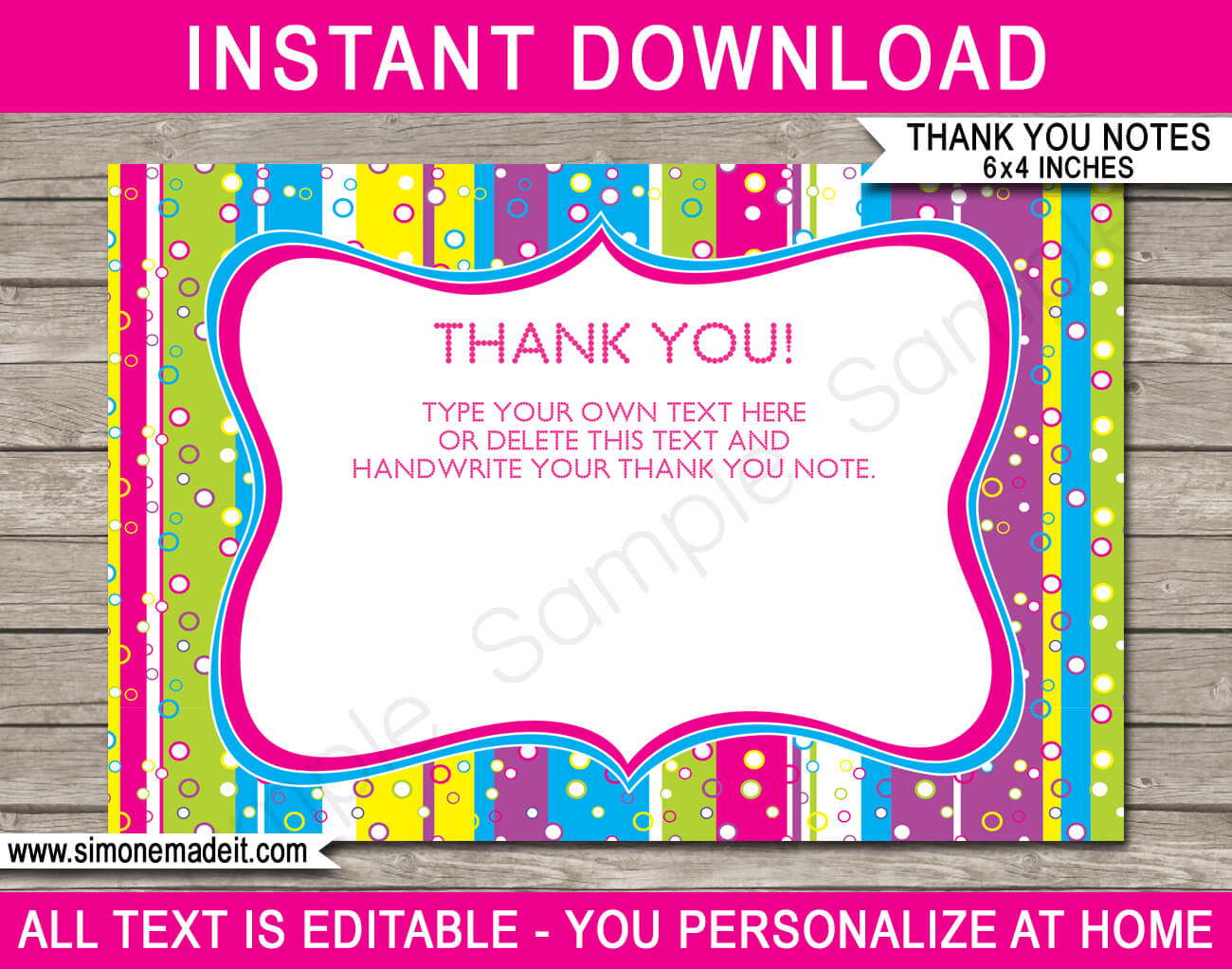 Colorful Party Thank You Cards Template Regarding Soccer Thank You Card Template