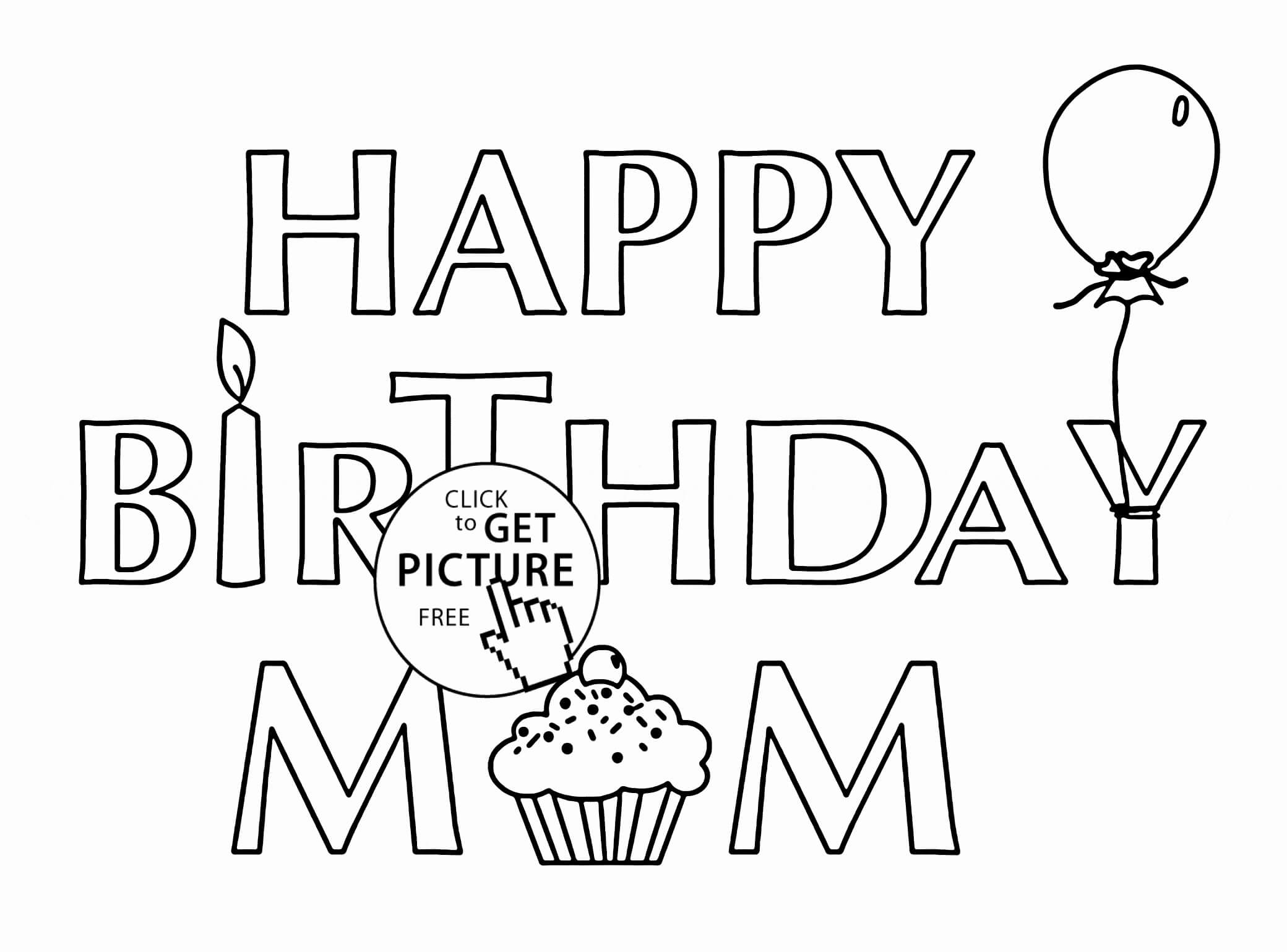 Coloring : Free Birthday Card For Grandma Printable Coloring Intended For Mom Birthday Card Template