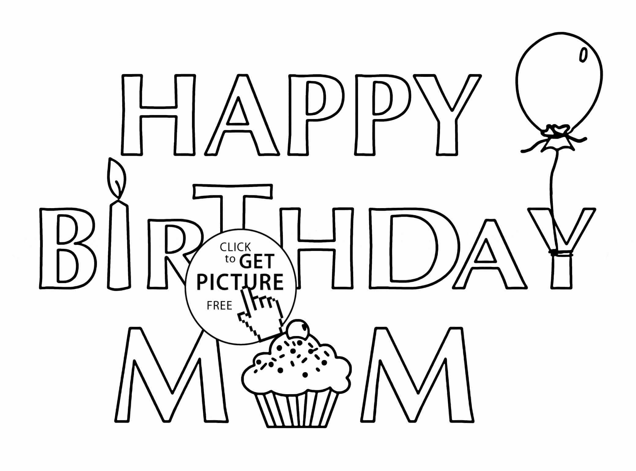 Coloring : Free Birthday Card For Grandma Printable Coloring Intended For Mom Birthday Card Template