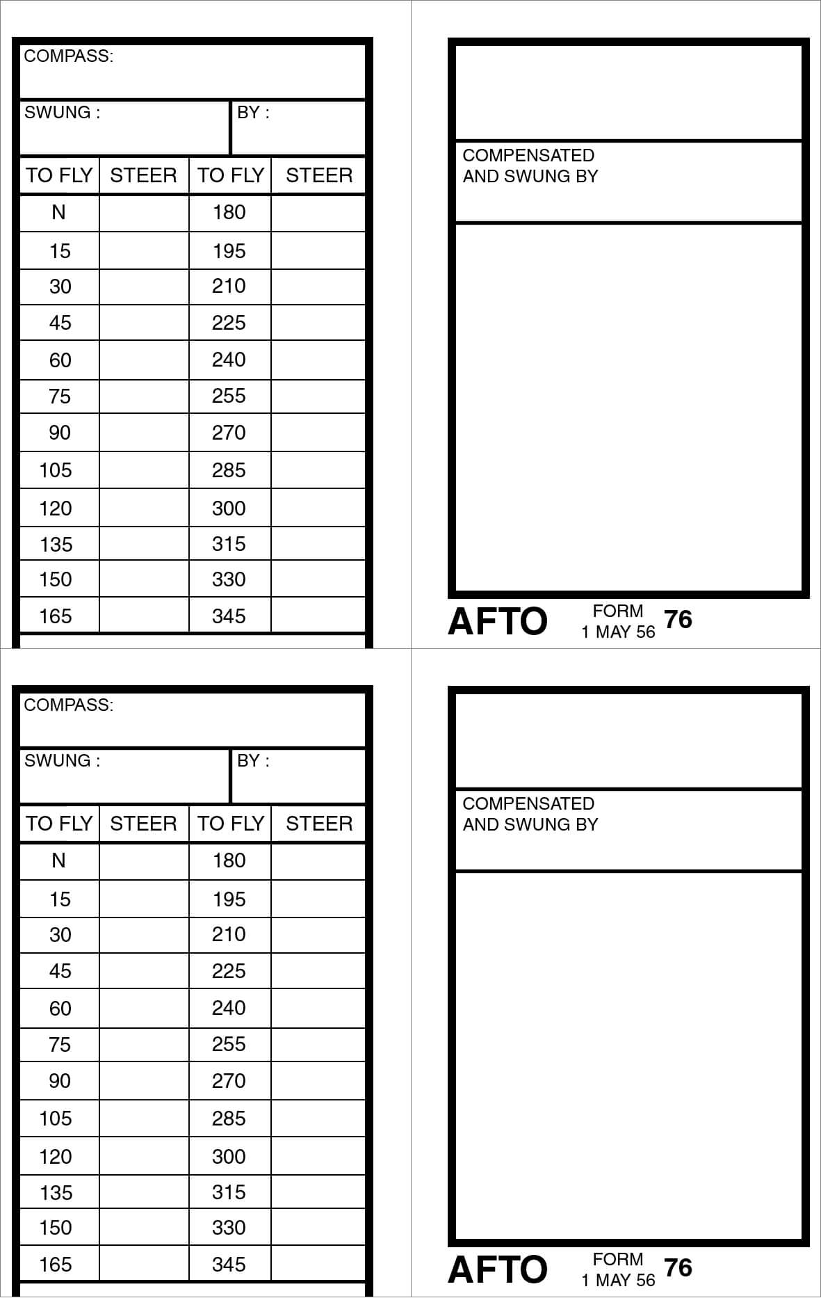 Compass Deviation Card Template - Professional Template For Compass Deviation Card Template