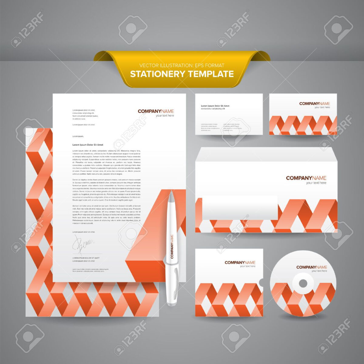Complete Set Of Business Stationery Templates Such As Letterhead,.. In