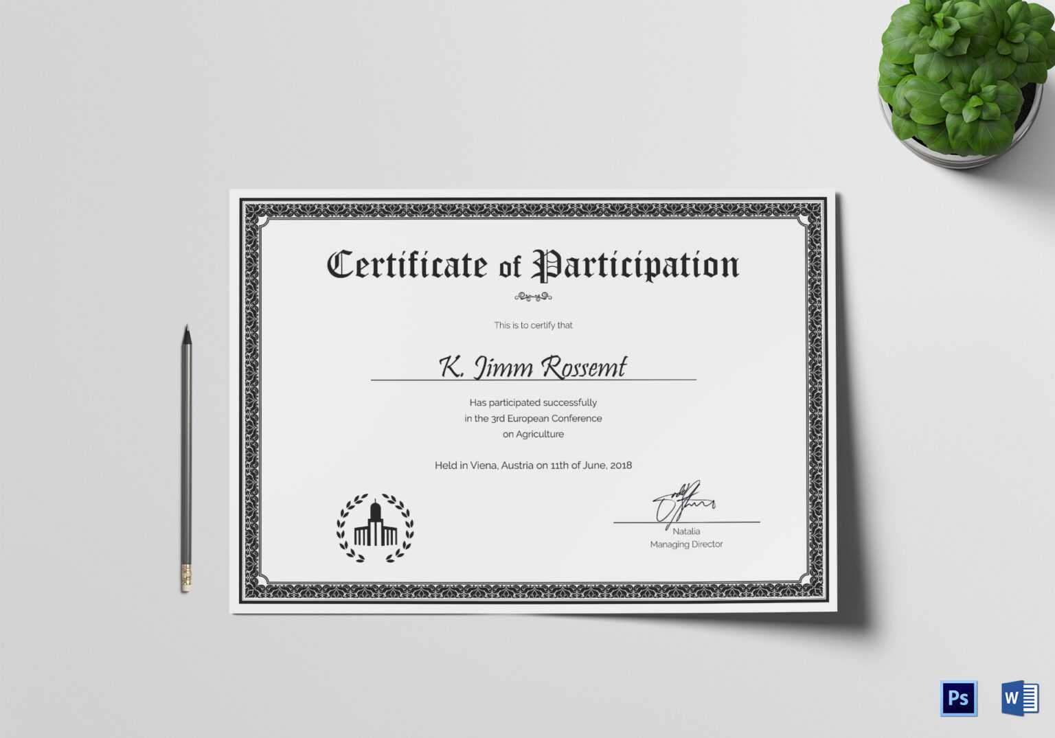 Conference Participation Certificate Template