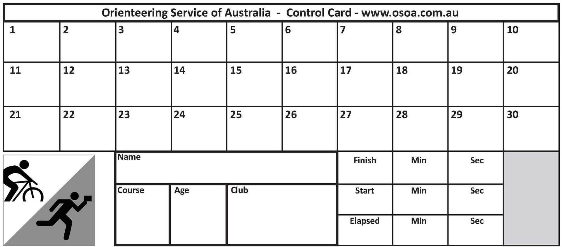 Control Cards – 30 Punch Squares (Pack Of 100) Throughout Orienteering Control Card Template