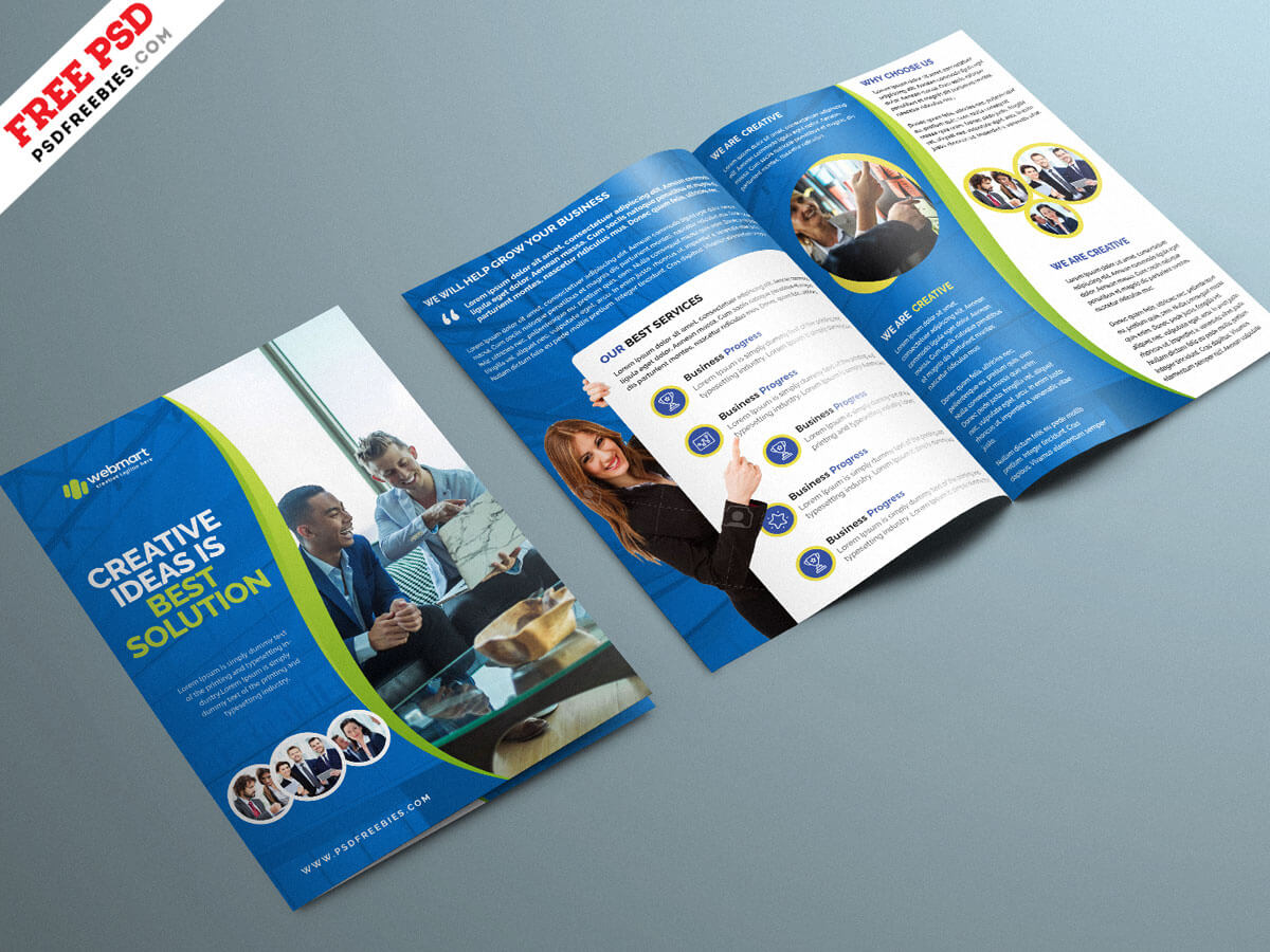 Corporate Bifold Brochure Psd Template | Psdfreebies Regarding Two Fold Brochure Template Psd
