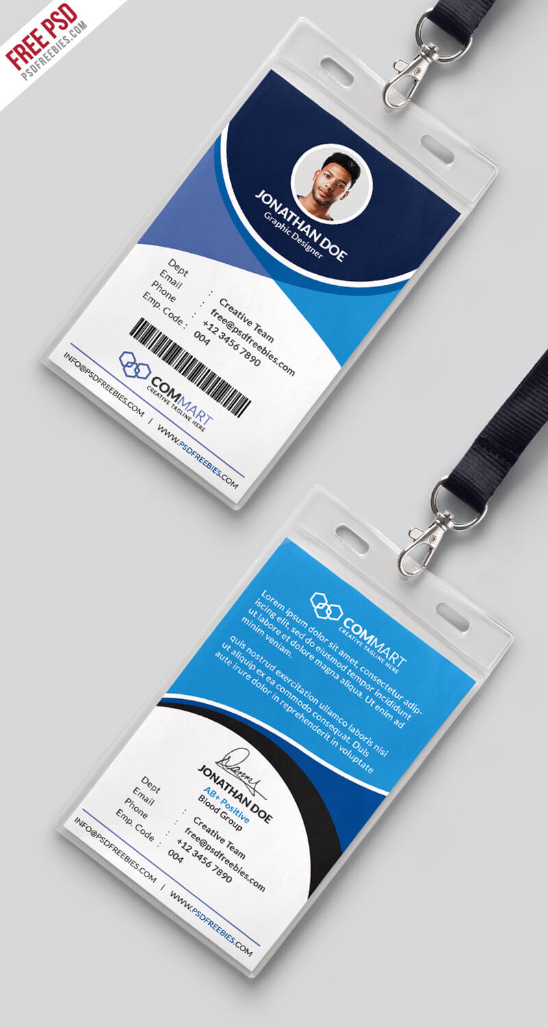 Corporate Office Identity Card Template Psd | Psdfreebies For College Id Card Template Psd