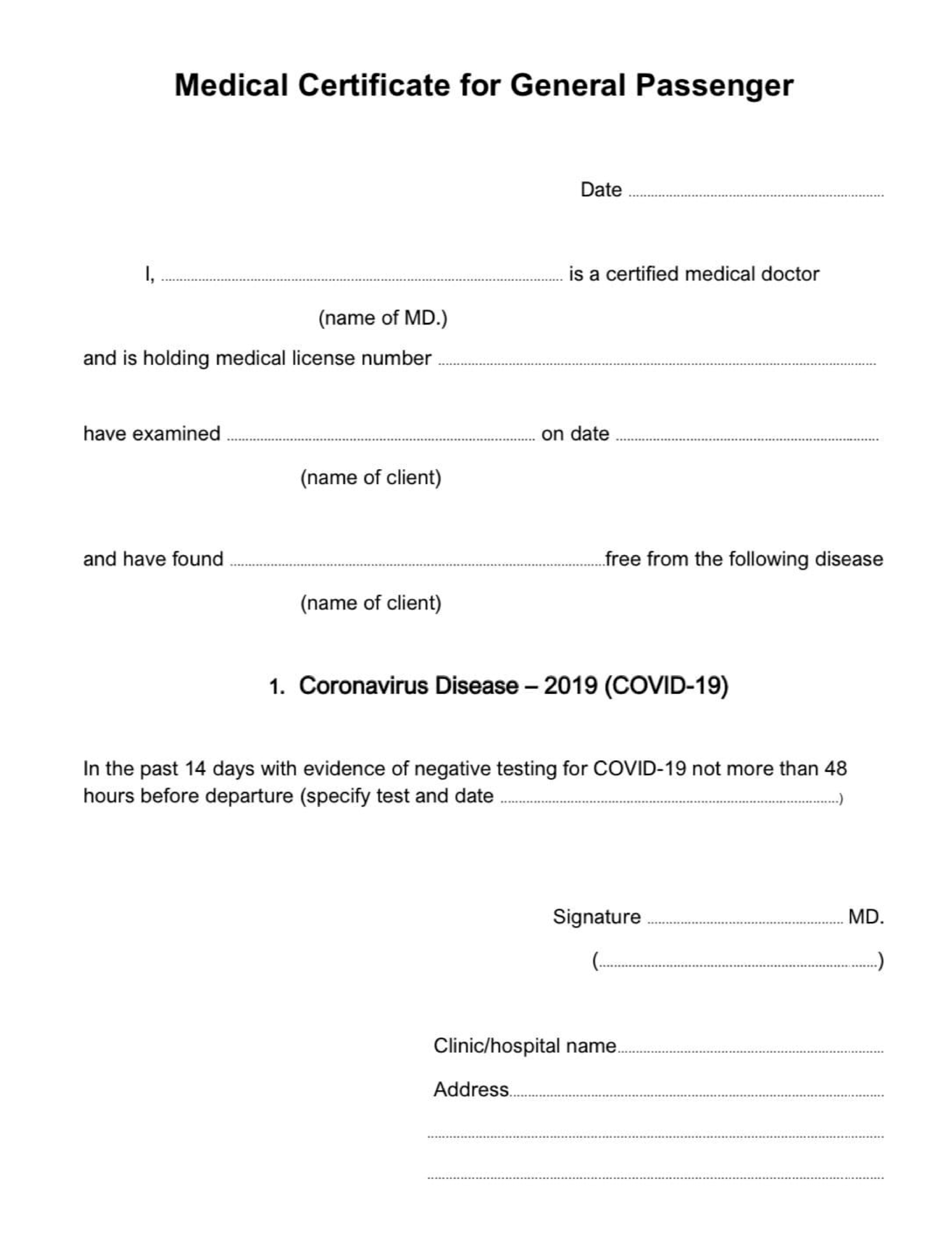 Covid19 Medical Certificate Fit To Fly | Templates At With Regard To Fit To Fly Certificate Template